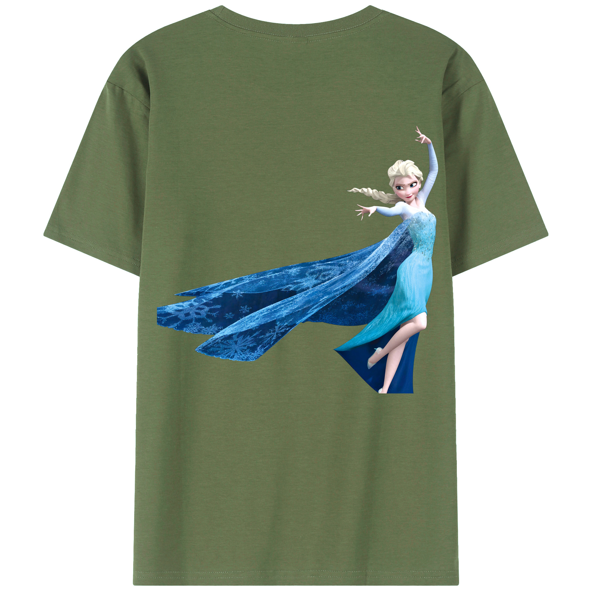 （画像用） アナと雪の女王 アンナ エルサ Frozen Anna Elsa 綿100％ メンズ半袖Tシャツ（バックプリント） 通気性